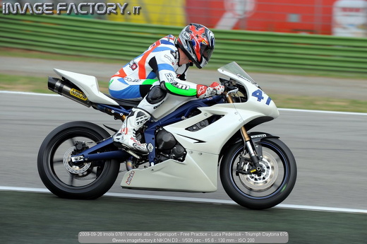 2009-09-26 Imola 0761 Variante alta - Supersport - Free Practice - Luca Pedersoli - Triumph Daytona 675